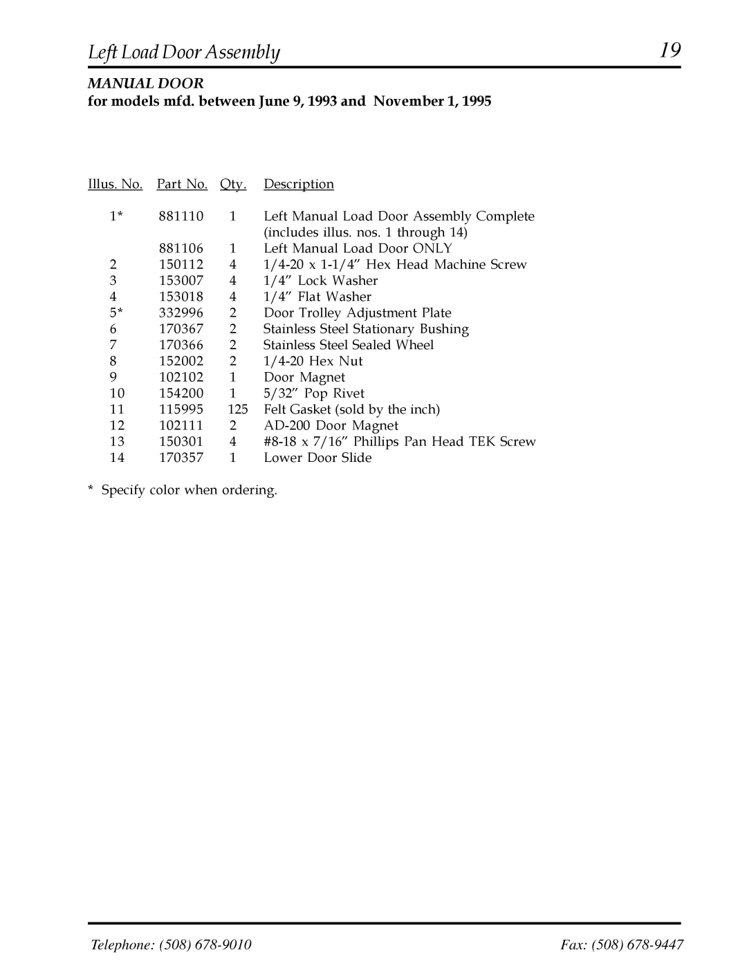 American Dryer Corp AD-200 manual For models mfd. between June 9, 1993 and November 1 