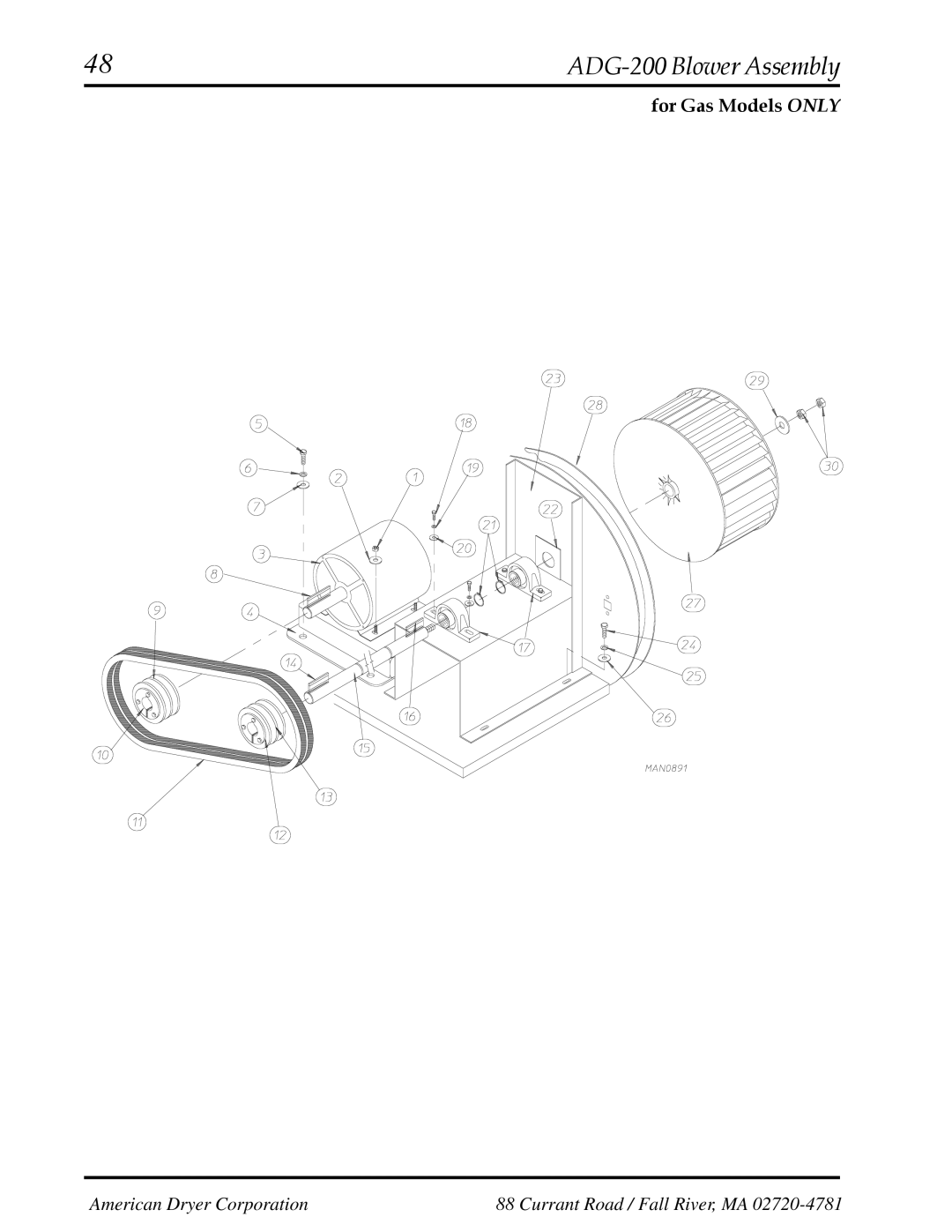 American Dryer Corp AD-200 manual ADG-200 Blower Assembly 