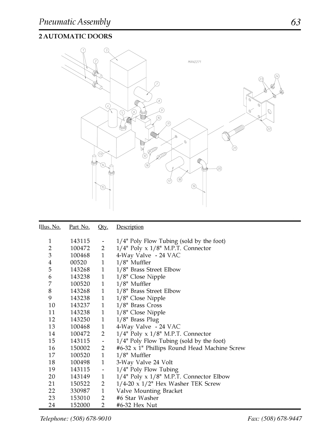 American Dryer Corp AD-200 manual Pneumatic Assembly, Automatic Doors 