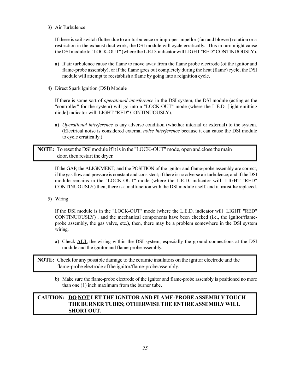 American Dryer Corp AD-200 service manual Air Turbulence 