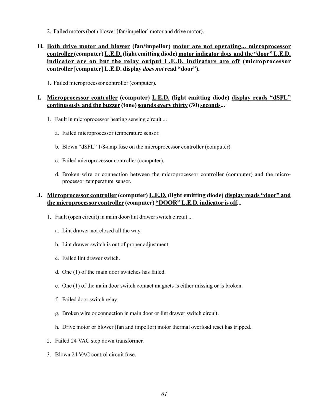 American Dryer Corp AD-200 service manual Failed motors both blower fan/impellor motor and drive motor 