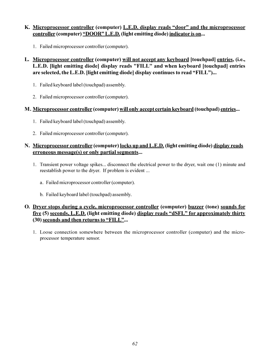 American Dryer Corp AD-200 service manual Failed microprocessor controller computer 