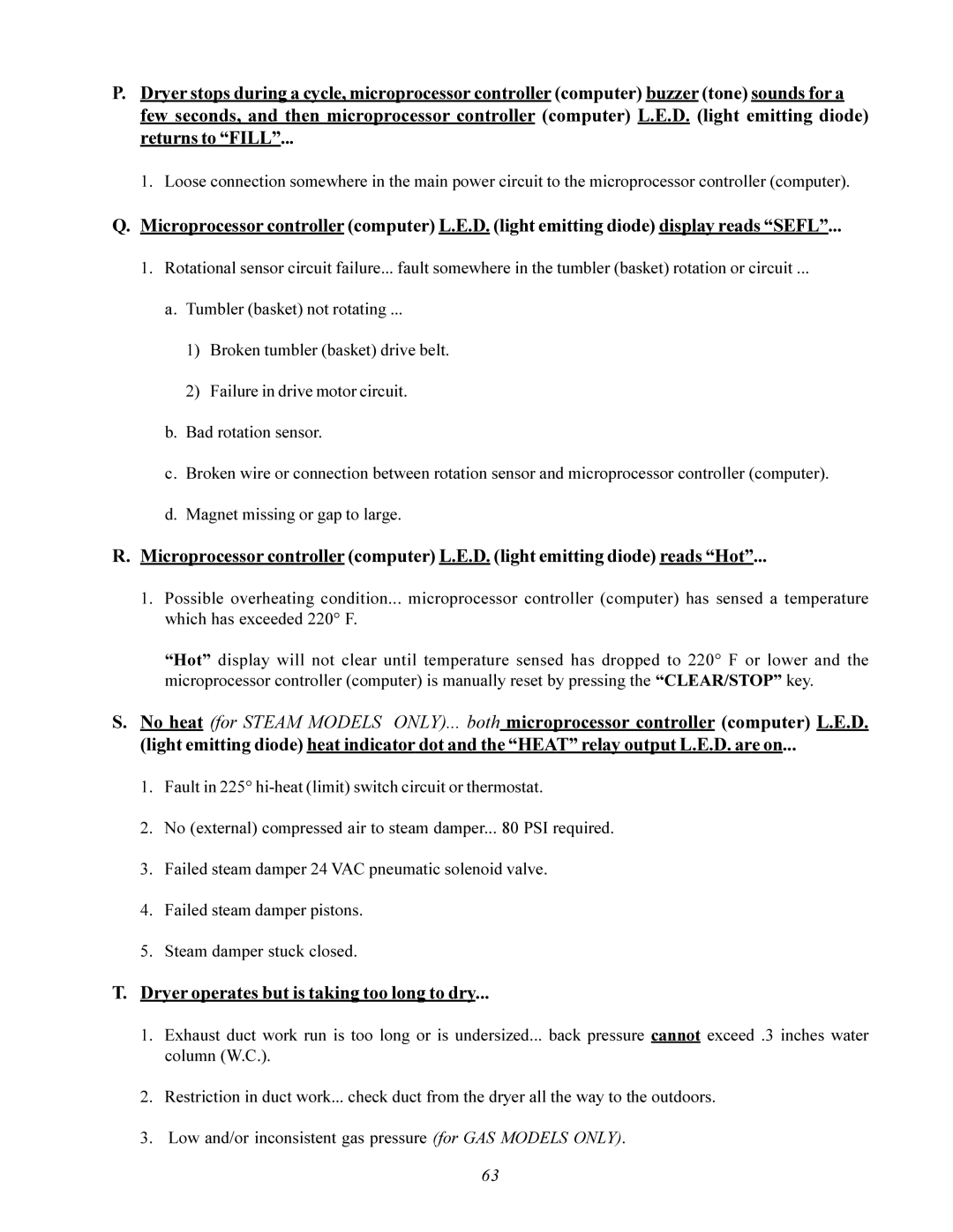 American Dryer Corp AD-200 service manual Dryer operates but is taking too long to dry 