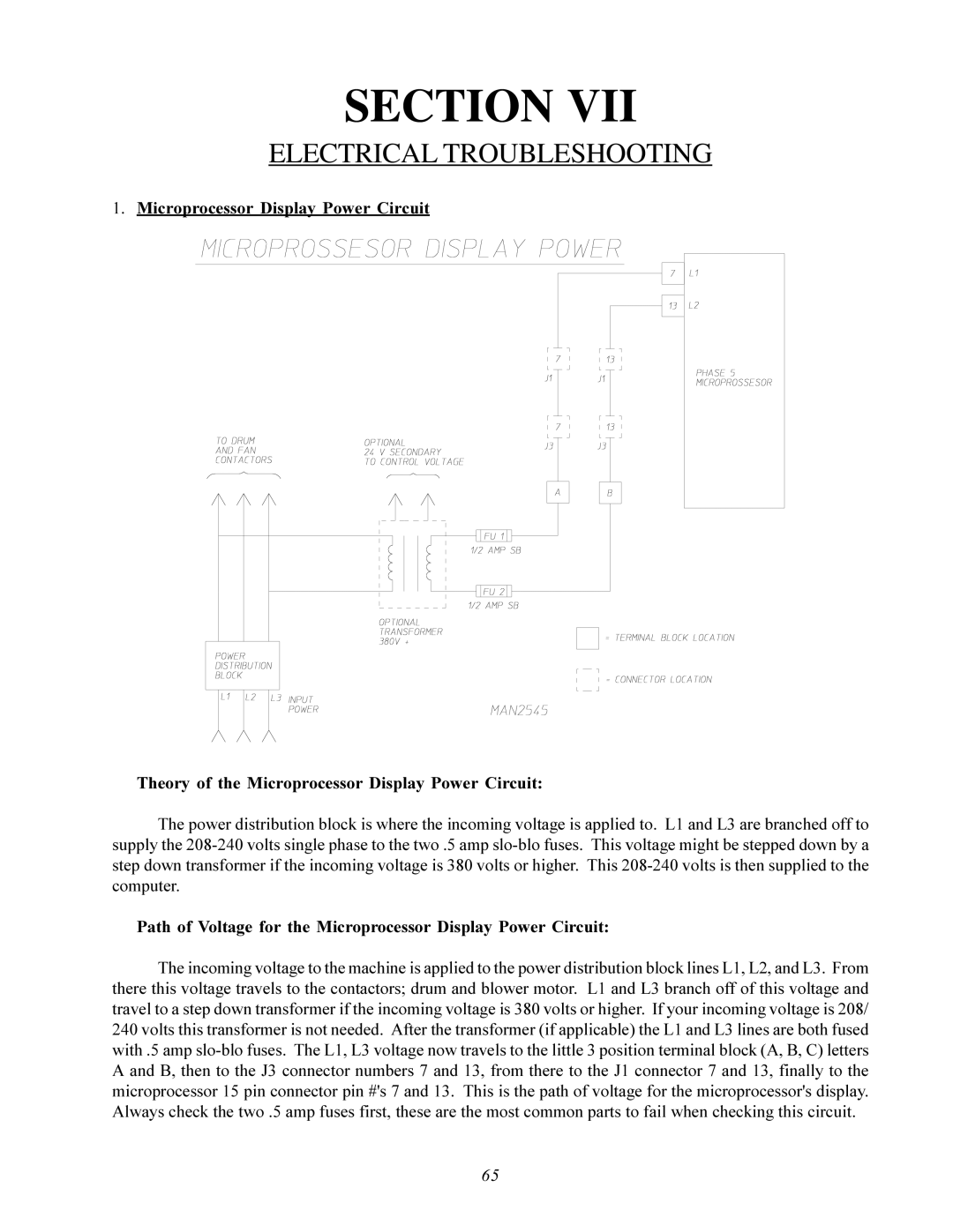 American Dryer Corp AD-200 service manual Electrical Troubleshooting 