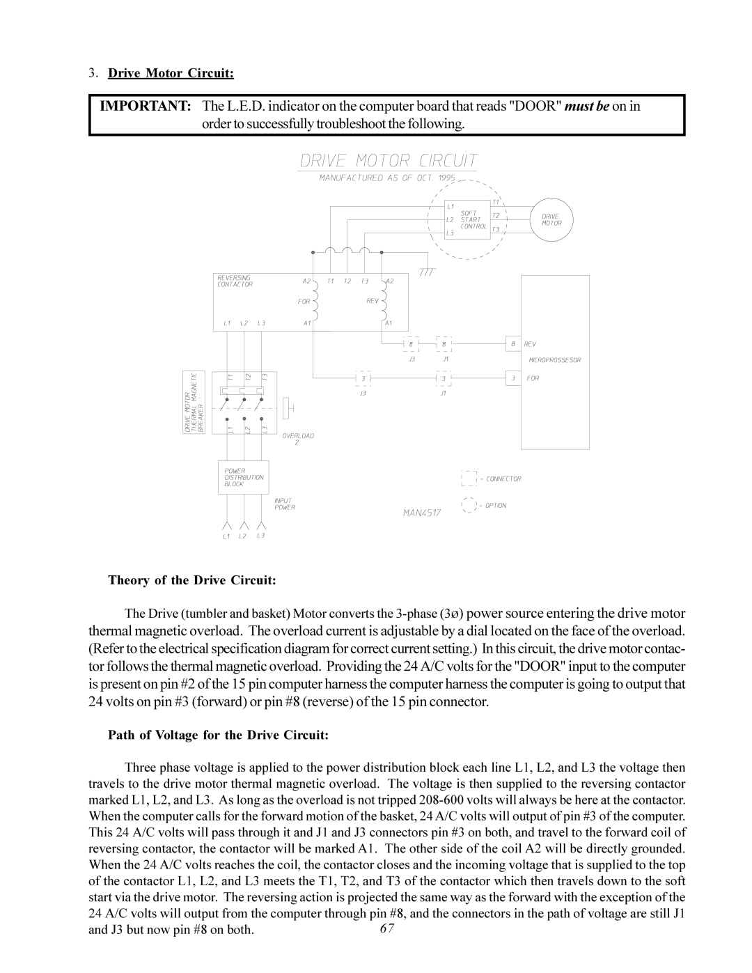 American Dryer Corp AD-200 Drive Motor Circuit, Theory of the Drive Circuit, Path of Voltage for the Drive Circuit 