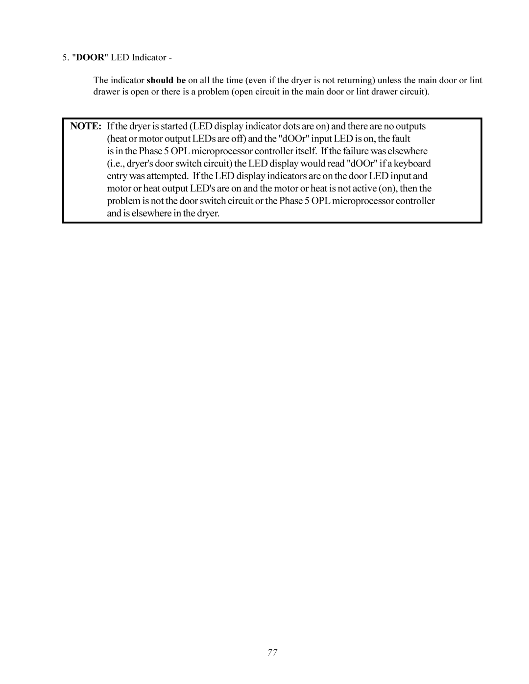 American Dryer Corp AD-200 service manual Door LED Indicator 