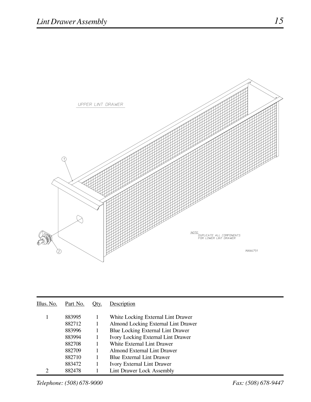 American Dryer Corp AD-236 manual Lint Drawer Assembly 