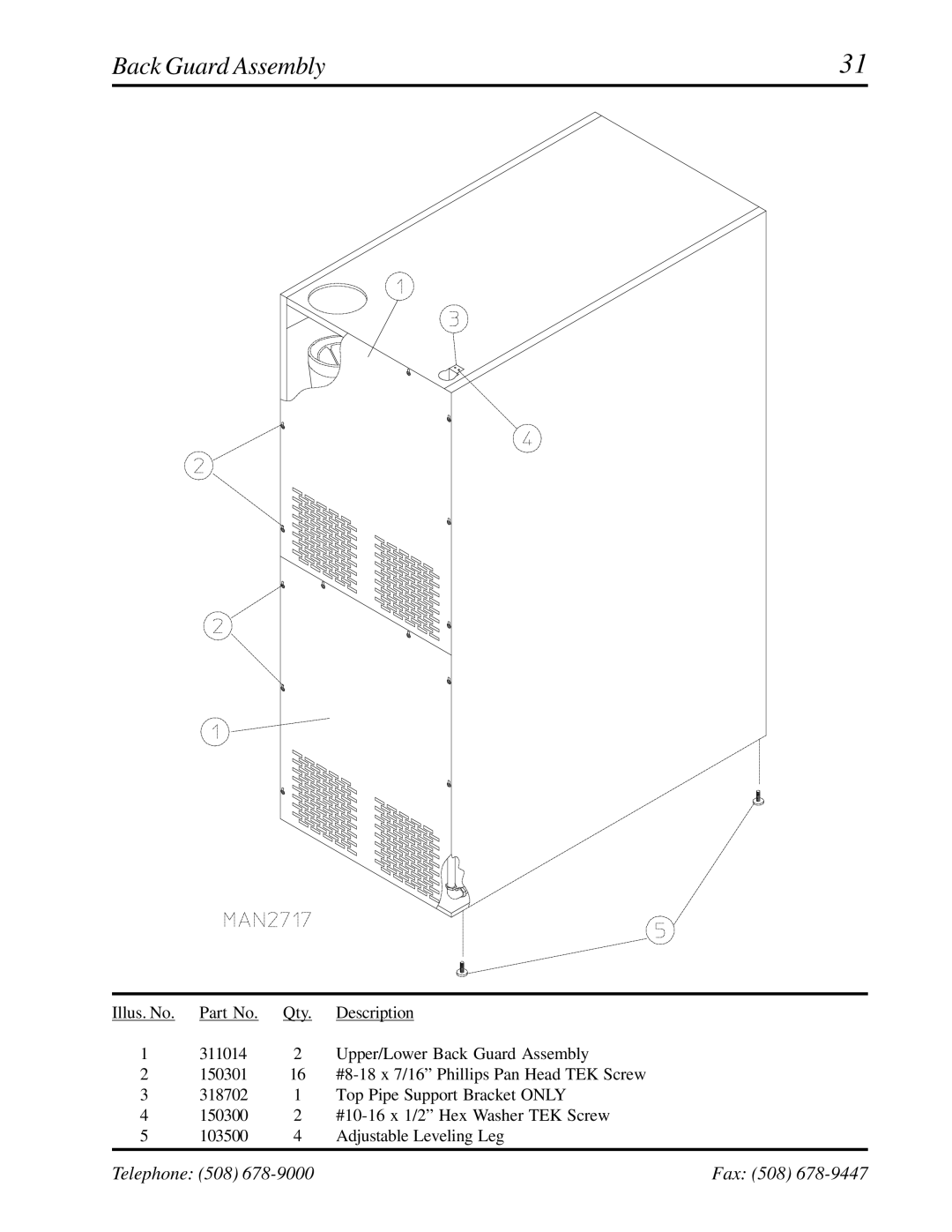 American Dryer Corp AD-236 manual Back Guard Assembly 