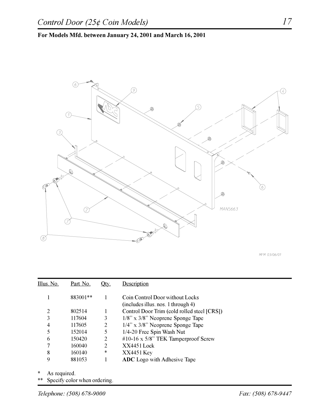 American Dryer Corp AD-24 II manual For Models Mfd. between January 24, 2001 and March 16 