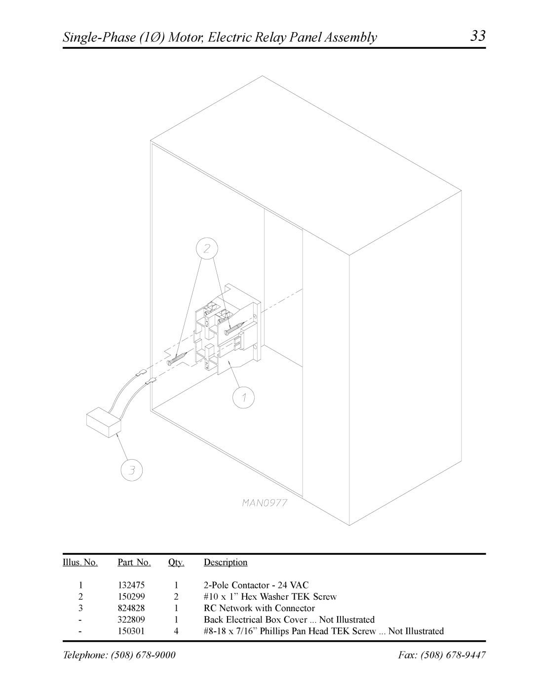 American Dryer Corp AD-24 II manual Single-Phase 1Ø Motor, Electric Relay Panel Assembly 