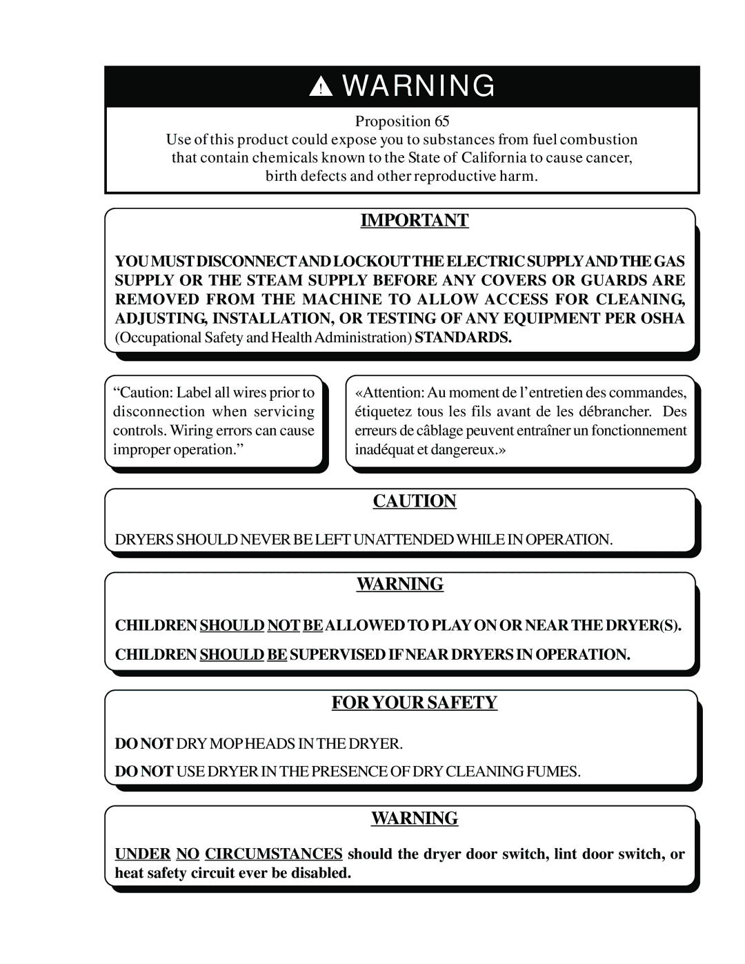 American Dryer Corp AD-24 Phase 7 installation manual For Your Safety 