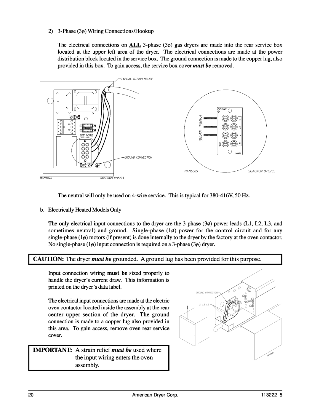American Dryer Corp AD-24 Phase 7 installation manual 2 3-Phase 3ø Wiring Connections/Hookup 