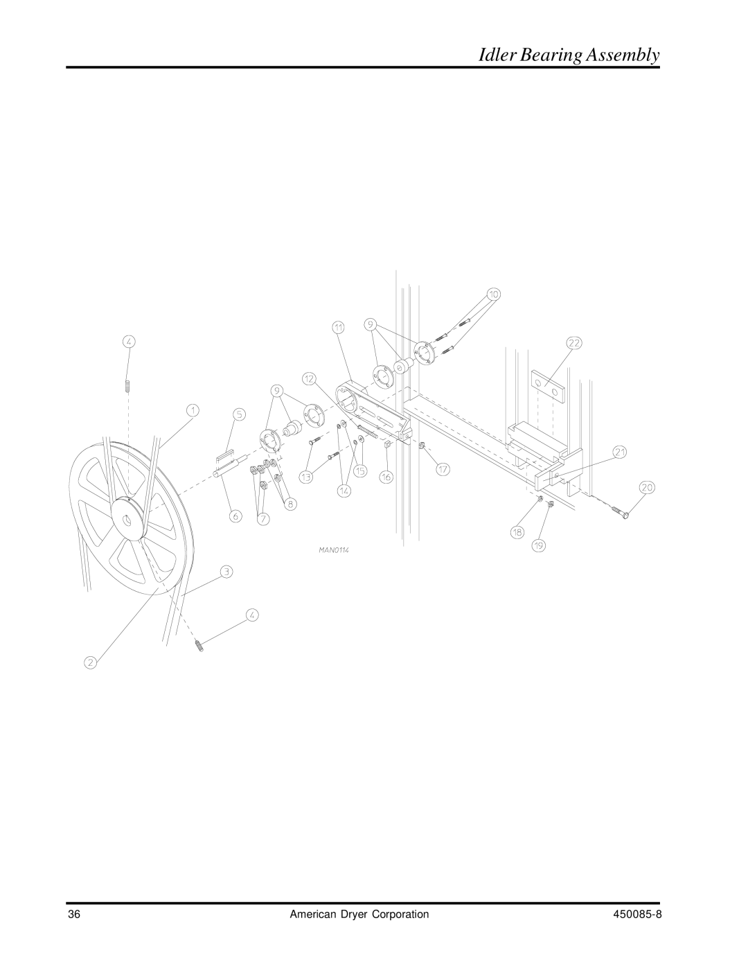 American Dryer Corp AD-285 manual Idler Bearing Assembly 