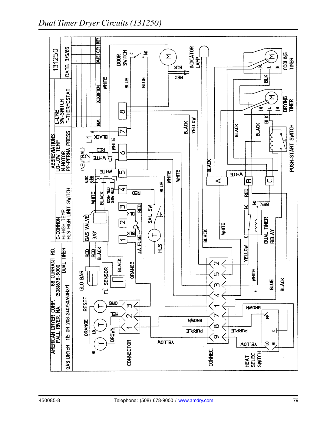 American Dryer Corp AD-285 manual Dual Timer Dryer Circuits 
