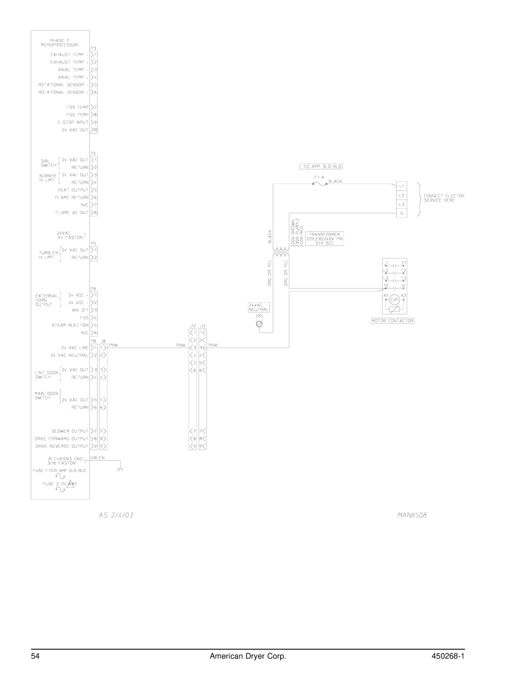 American Dryer Corp AD-30, AD-25 service manual American Dryer Corp 450268-1 