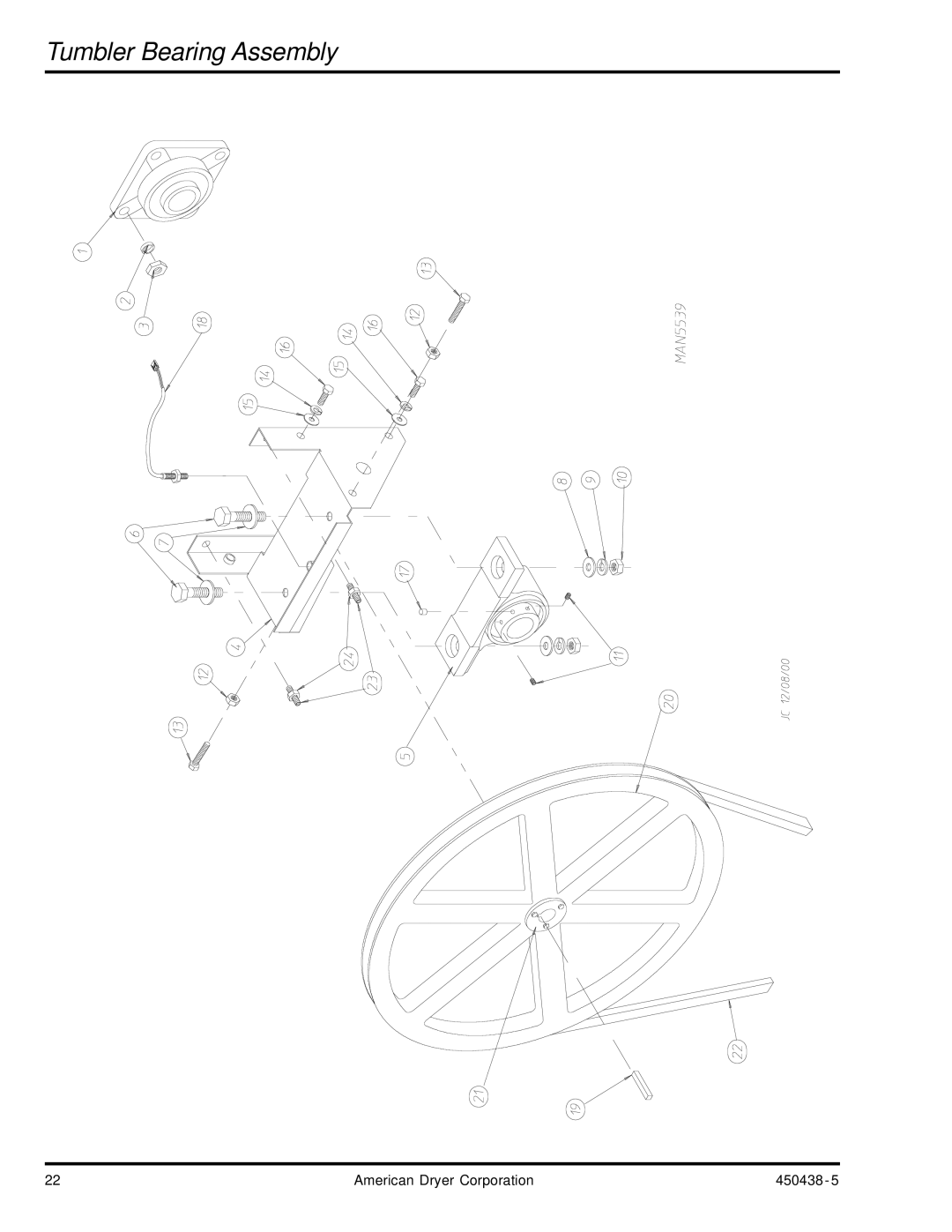 American Dryer Corp AD-30V manual Tumbler Bearing Assembly 