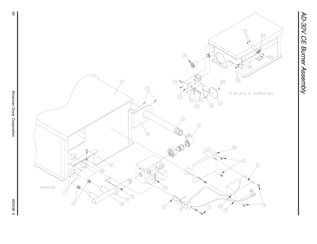 American Dryer Corp manual AD-30V CE Burner Assembly 