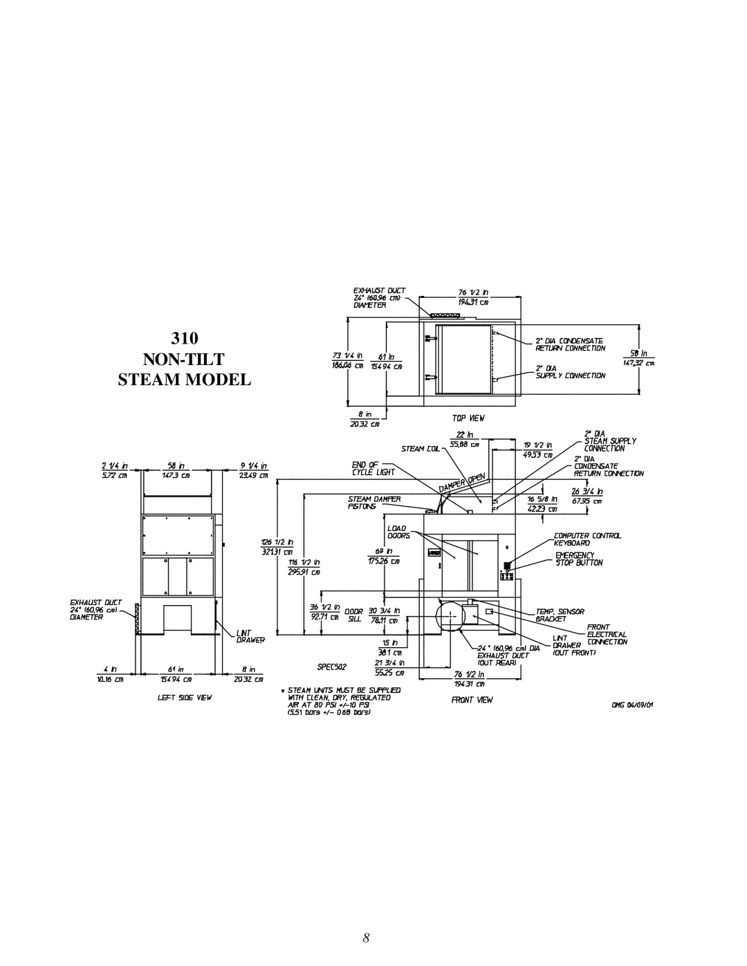 American Dryer Corp AD-310 Phase 7 installation manual NON-TILT Steam Model 