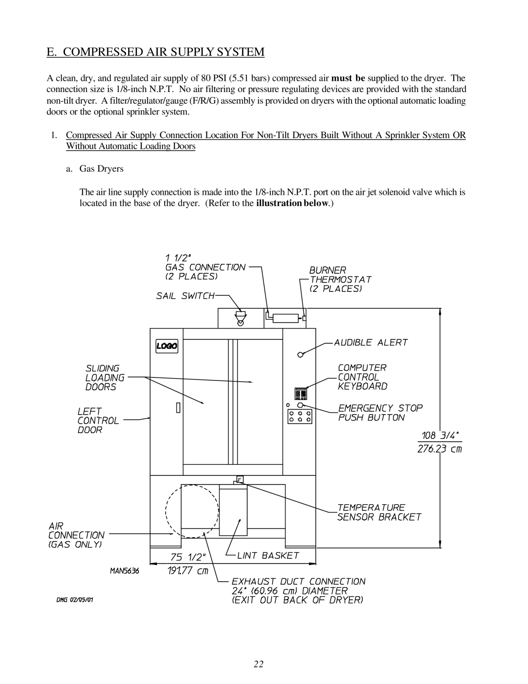 American Dryer Corp AD-310 Phase 7 installation manual Compressed AIR Supply System 