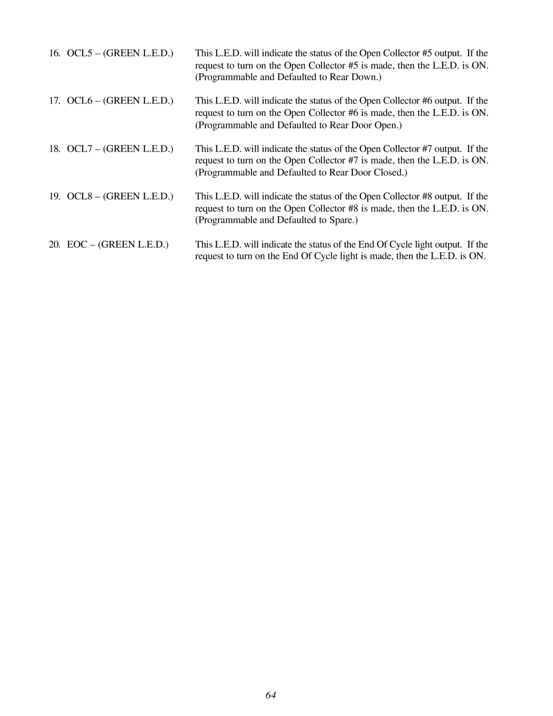 American Dryer Corp AD-310 Phase 7 installation manual OCL5 Green L.E.D 