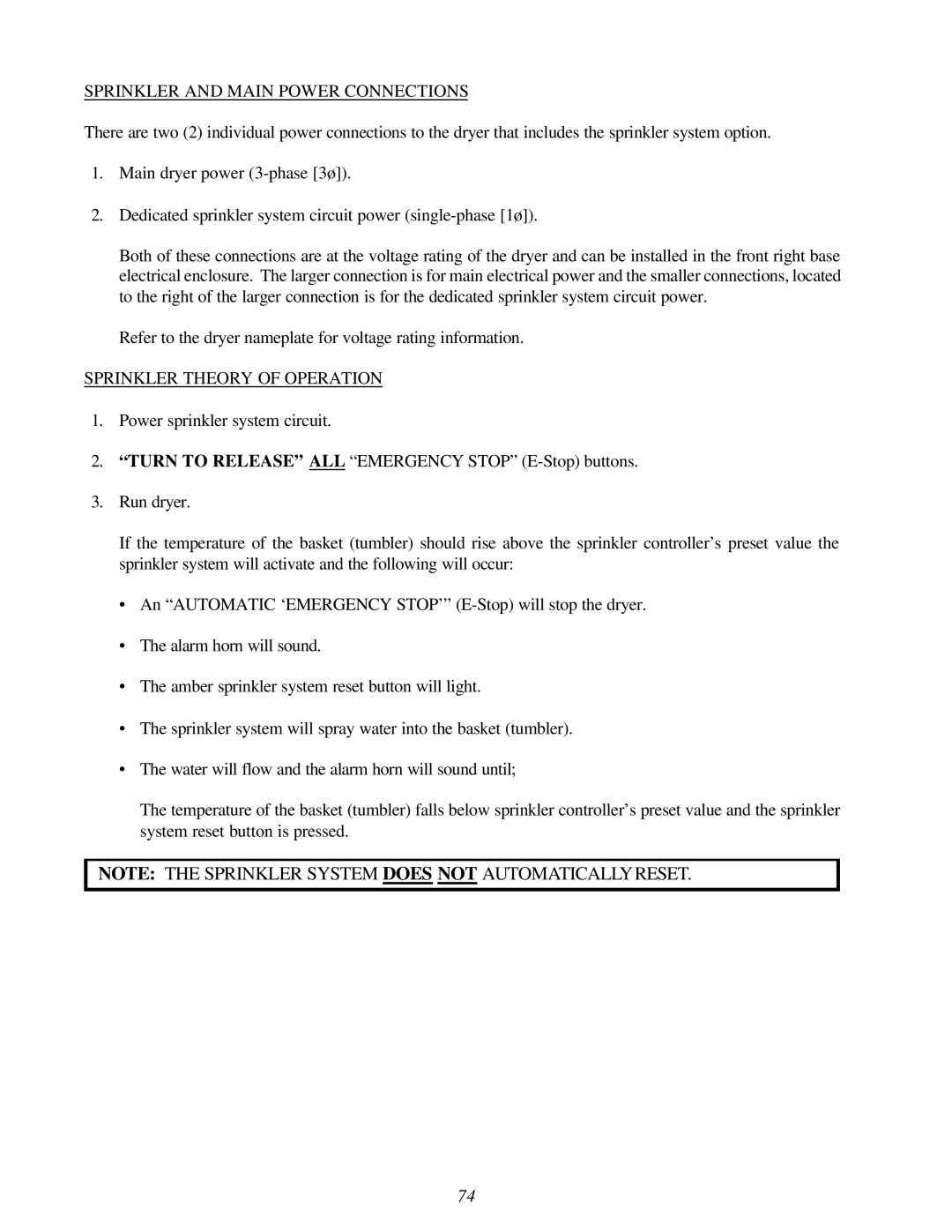 American Dryer Corp AD-310 Phase 7 installation manual Sprinkler and Main Power Connections 