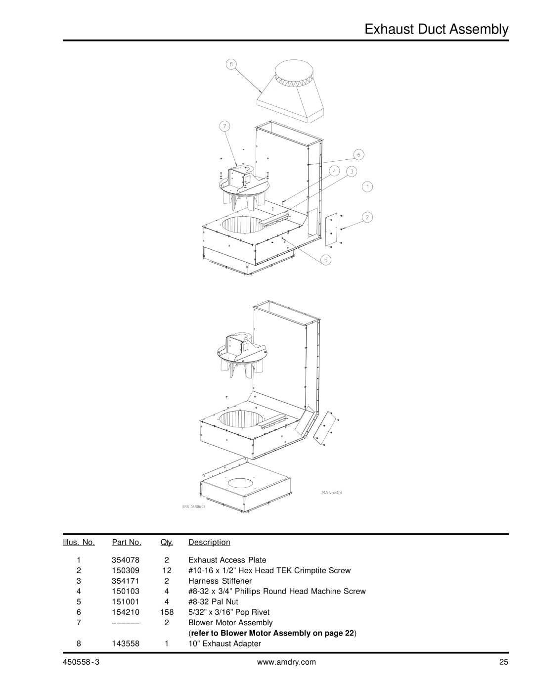 American Dryer Corp AD-360X2 manual Exhaust Duct Assembly 