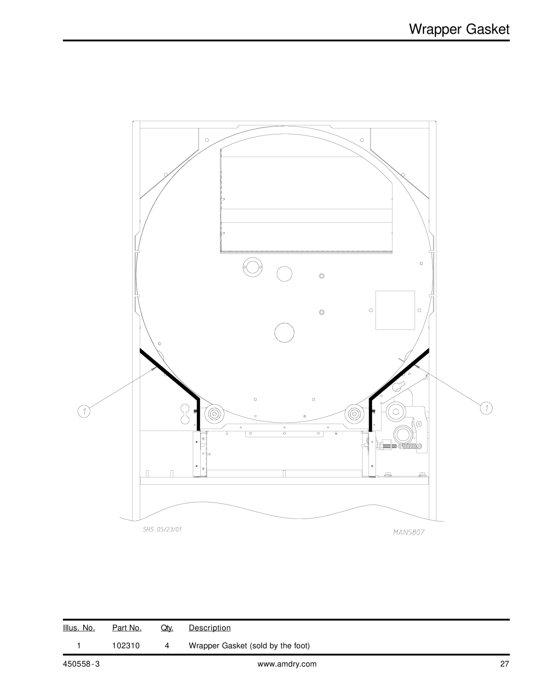 American Dryer Corp AD-360X2 manual Wrapper Gasket 