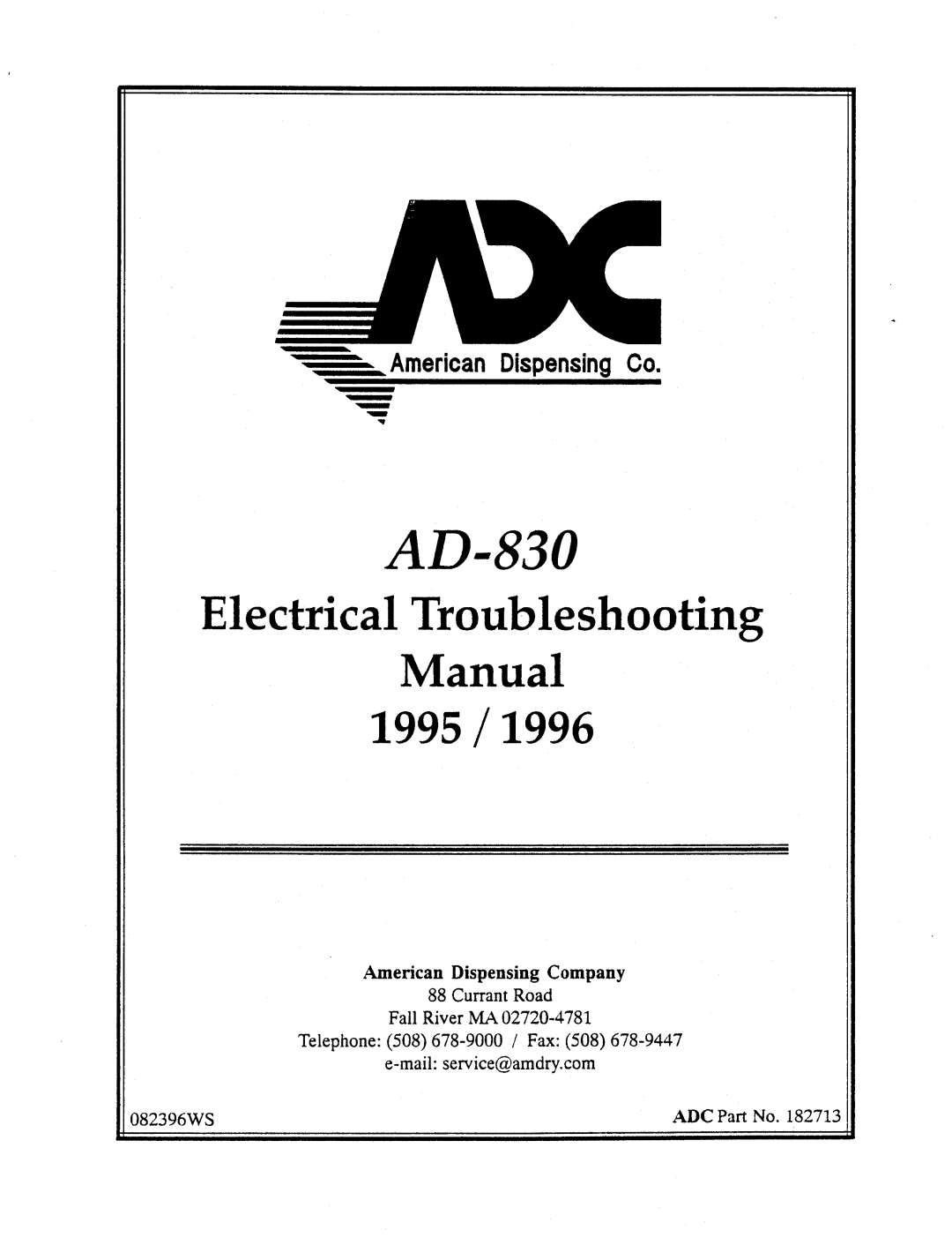American Dryer Corp AD-830 manual 