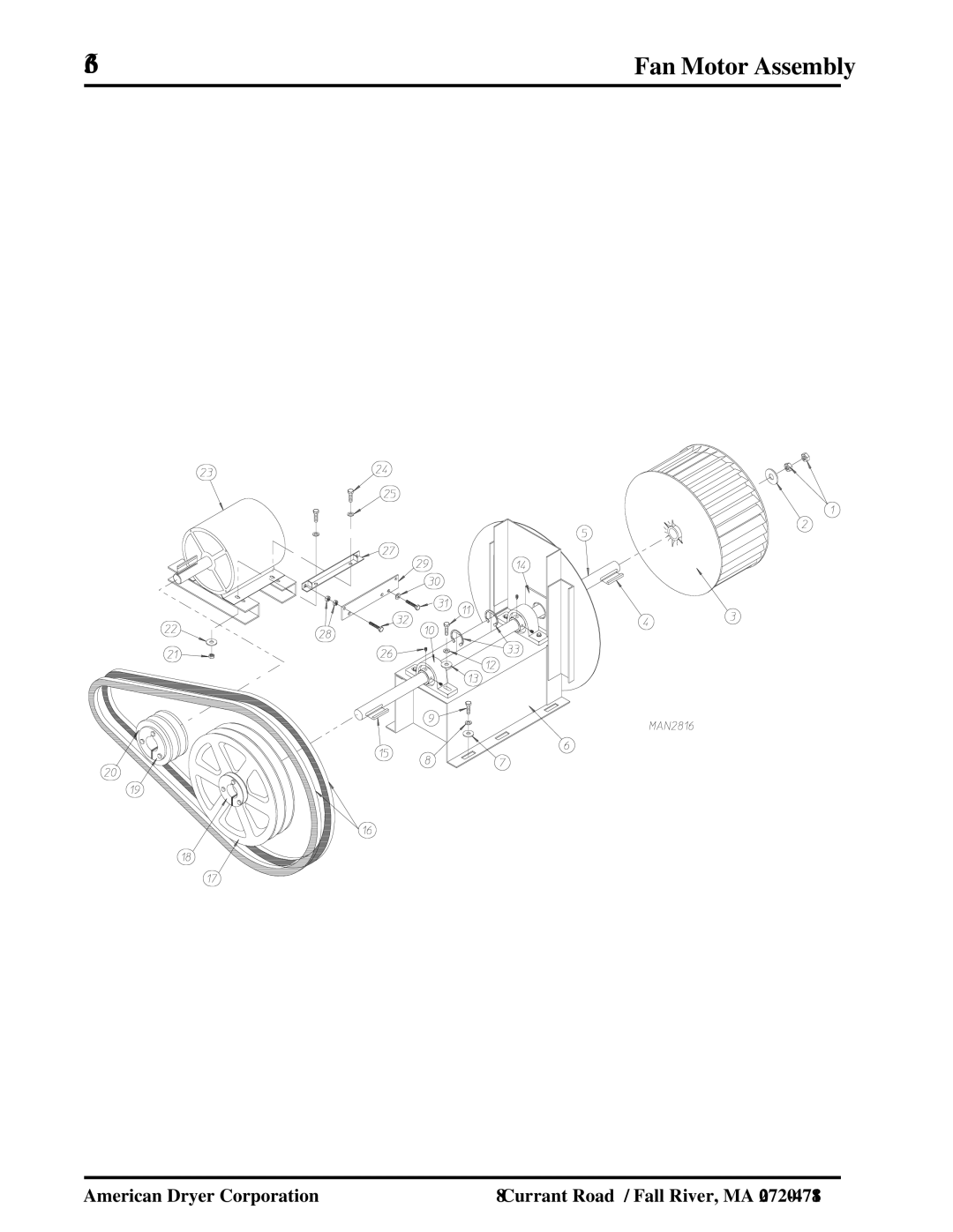 American Dryer Corp ADG-410 manual Fan Motor Assembly 