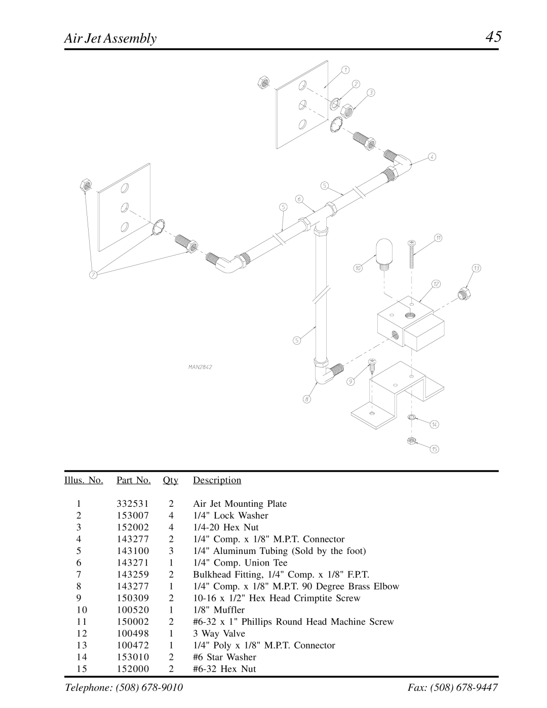 American Dryer Corp ADG-410 manual Air Jet Assembly 