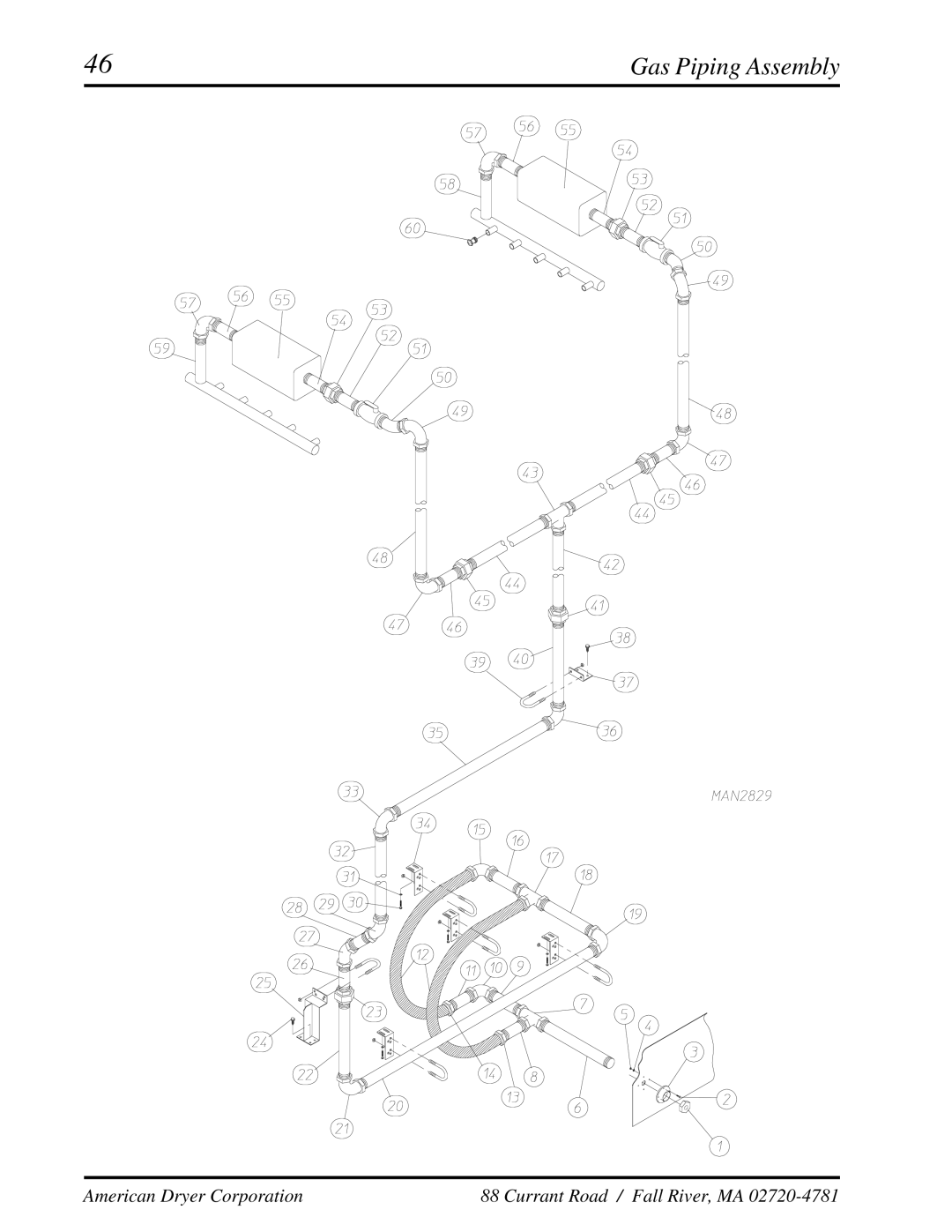 American Dryer Corp ADG-410 manual Gas Piping Assembly 