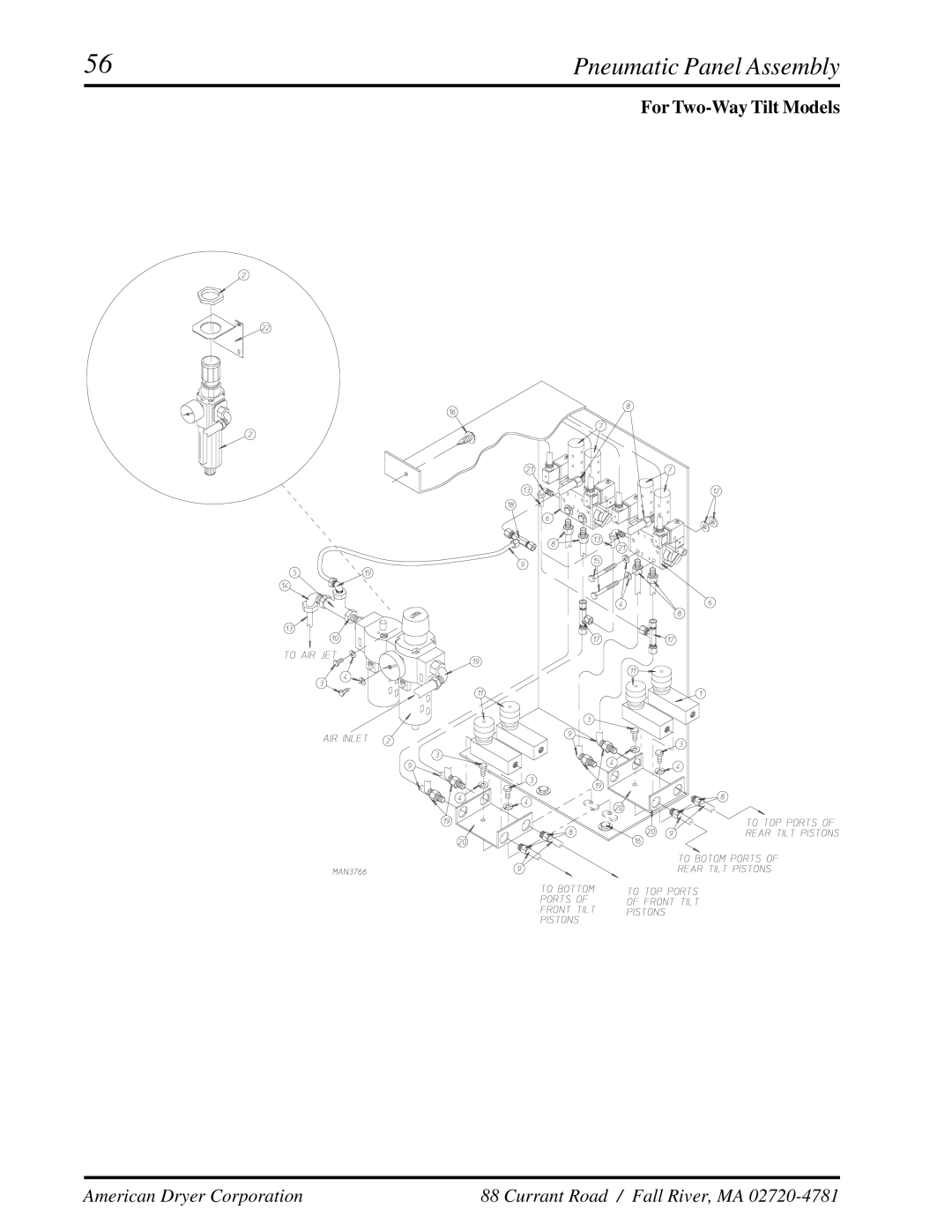 American Dryer Corp ADG-410 manual For Two-Way Tilt Models 