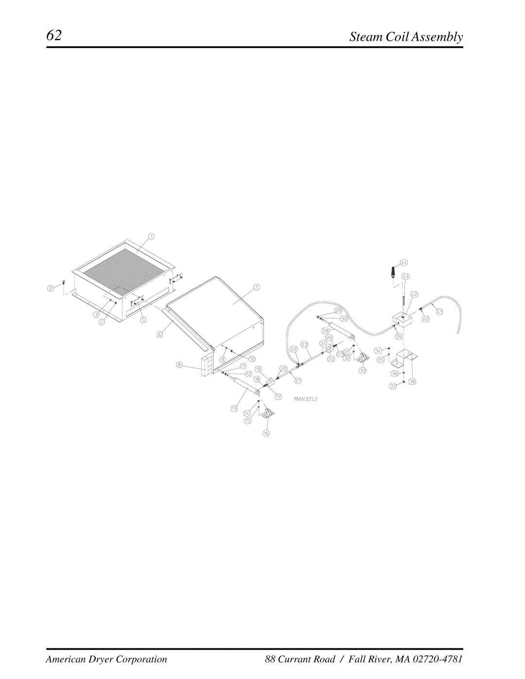 American Dryer Corp ADG-410 manual Steam Coil Assembly 