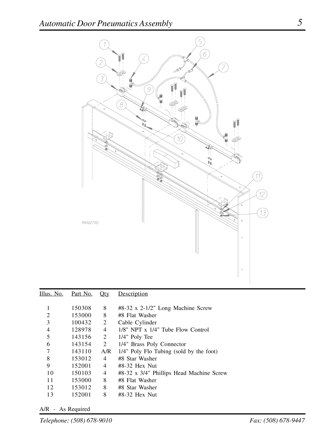 American Dryer Corp ADG-410 manual Automatic Door Pneumatics Assembly 