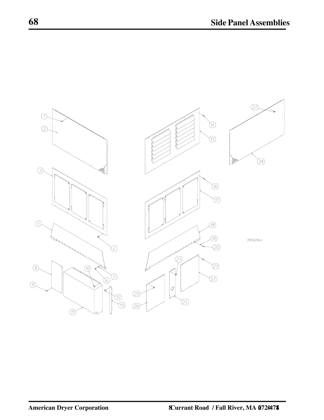 American Dryer Corp ADG-410 manual Side Panel Assemblies 