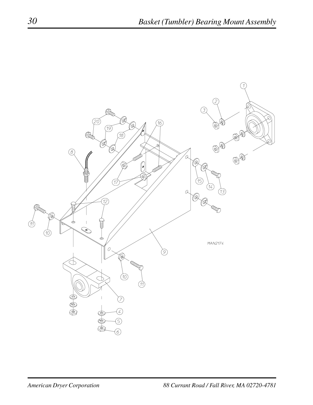 American Dryer Corp ADG-530, WDA-530 manual Basket Tumbler Bearing Mount Assembly 