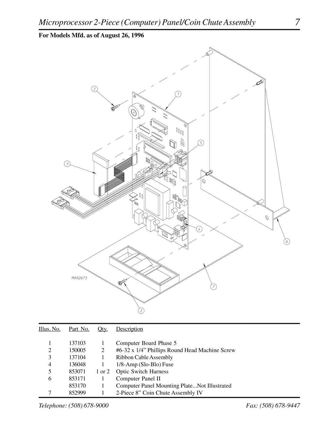 American Dryer Corp WDA-530 Microprocessor 2-Piece Computer Panel/Coin Chute Assembly, For Models Mfd. as of August 26 