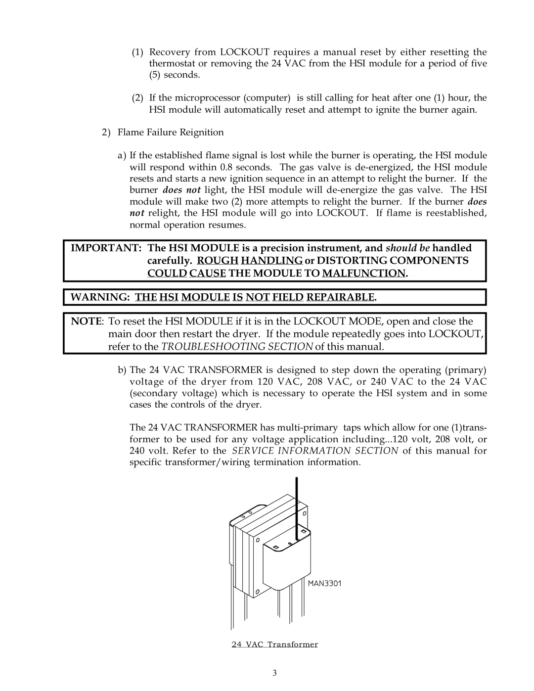 American Dryer Corp ADG-530 technical manual VAC Transformer 