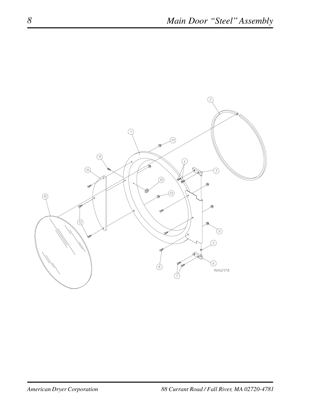 American Dryer Corp ADG-530HS manual Main Door Steel’’ Assembly 