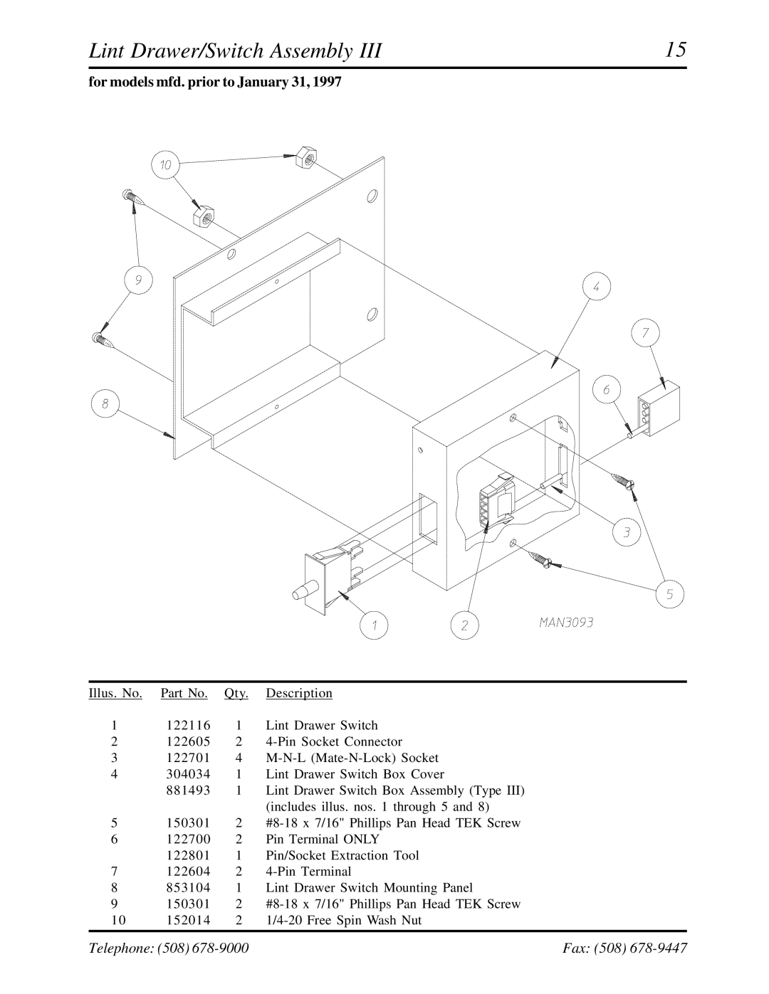 American Dryer Corp ADG-530HS manual For models mfd. prior to January 31 