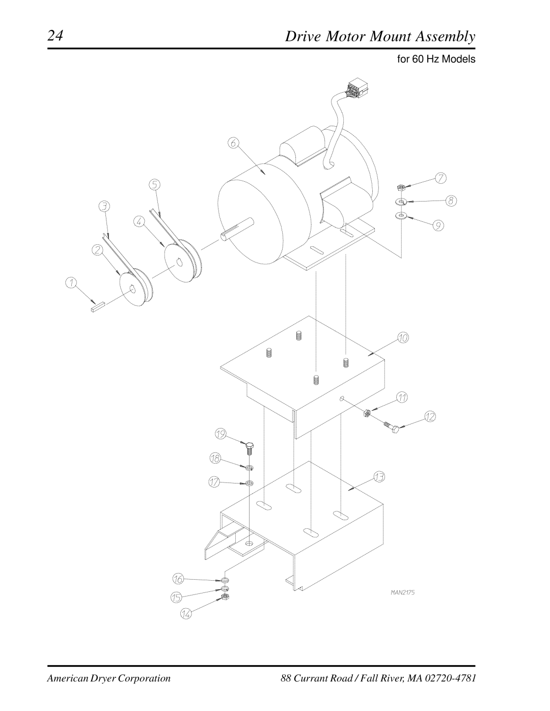 American Dryer Corp ADG-530HS manual Drive Motor Mount Assembly 