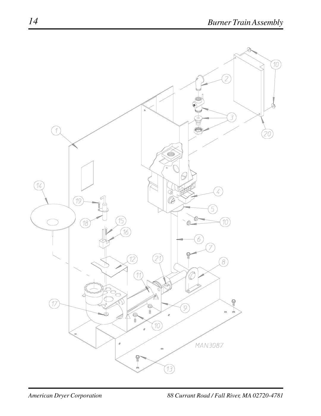 American Dryer Corp ADG-531HS manual Burner Train Assembly 