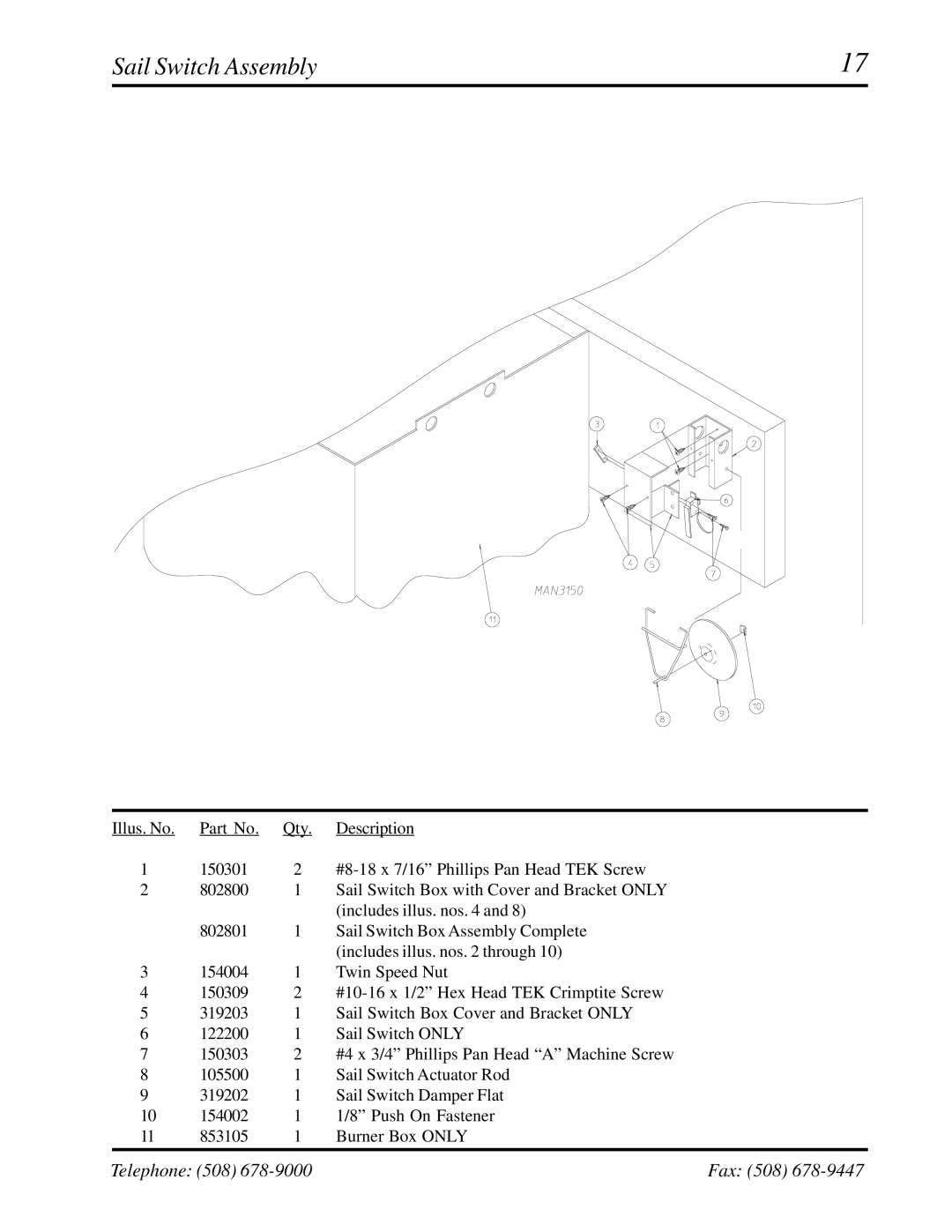 American Dryer Corp ADG-531HS manual Sail Switch Assembly 