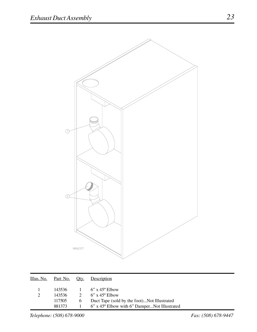 American Dryer Corp ADG-531HS manual Exhaust Duct Assembly 