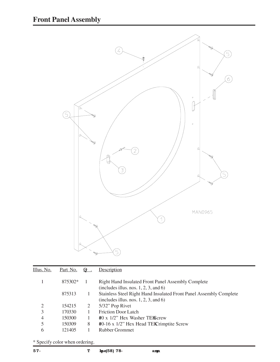 American Dryer Corp ADG-758 manual Front Panel Assembly 