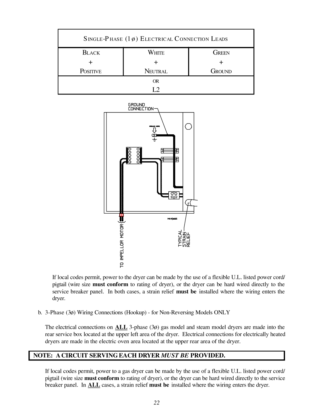 American Dryer Corp ADG-78 II installation manual Black Positive White Neutral Green Ground 