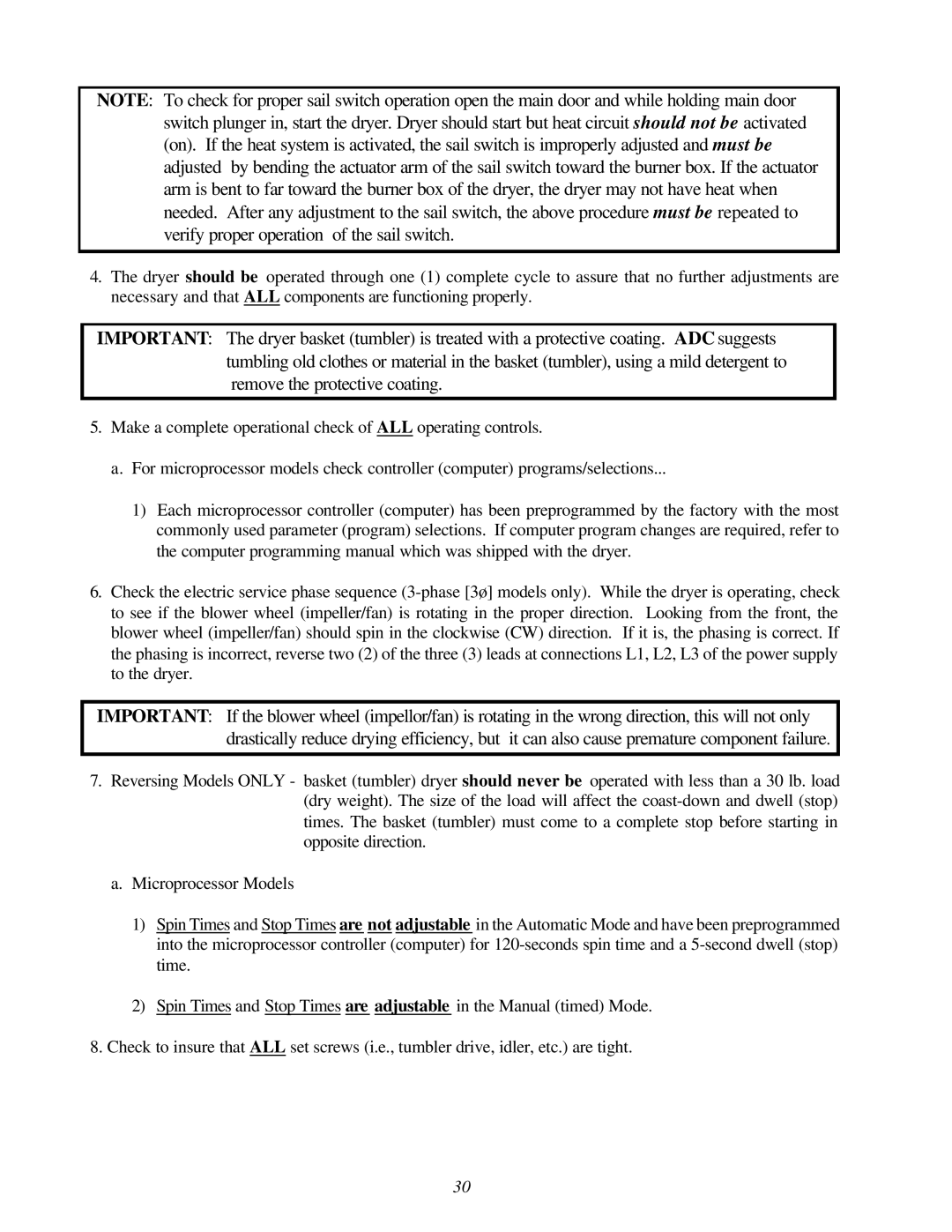 American Dryer Corp ADG-78 II installation manual 