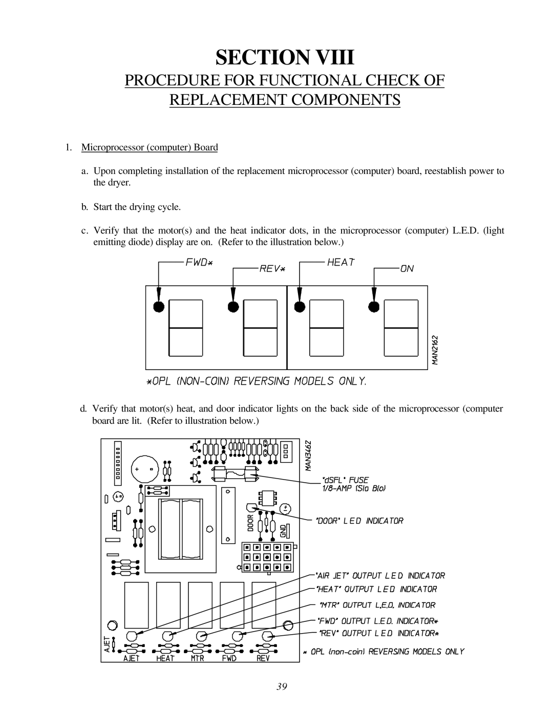 American Dryer Corp ADG-78 II installation manual Procedure for Functional Check Replacement Components 