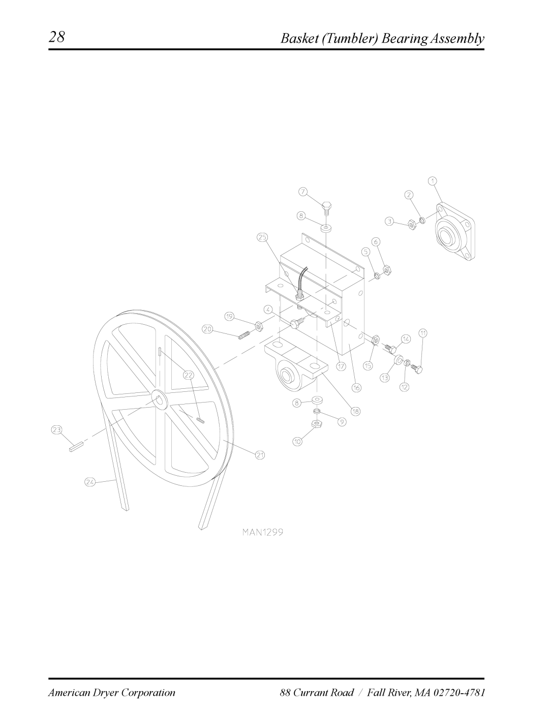 American Dryer Corp ADS-30S manual Basket Tumbler Bearing Assembly 