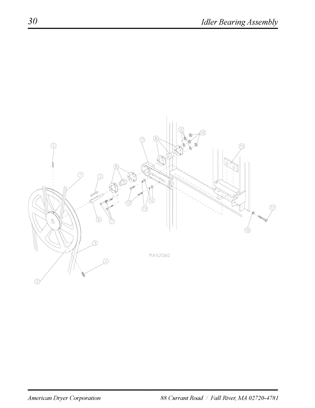 American Dryer Corp ADS-30S manual Idler Bearing Assembly 